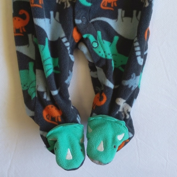 child of mine by carter's newborn dinosaur fleece snap footie sleeper pajamas - Picture 2 of 5
